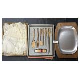 Vintage Baby Dress, Cutlery Set & Serving Platter.