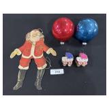 Large Shiny Brite Ornaments, Putz Ornaments.