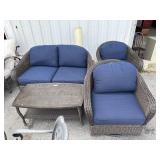 Resin Wicker Patio Table, Loveseat & Gliders.