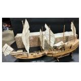 Pair Of Chinese Wooden Ship Models.