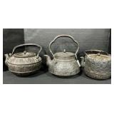 Antique/Vintage Japanese Tetsubin Kettles.
