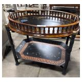 Vtg Two-Tier Chinoiserie Butler Tray Table.