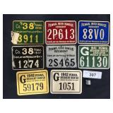 Vintage Metal & Cardboard Hunting Licenses,