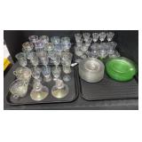 Uranium Glass Plates, Iridescent Cups & Mugs.