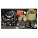 Brass Pots, Stirrup & Offering Bowl, Stands.