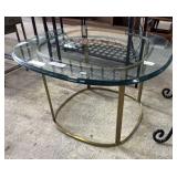 Glass Top Brass End Table.