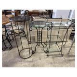 (3) Wrought Iron Glass Top Plant Stands.