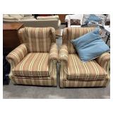 (2) Clean, Pin-Stripped Armchairs.