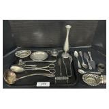 Sterling Silver Tongs, Knife & Napkin Ring.