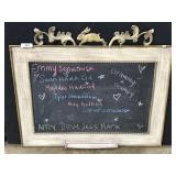 Metal Framed Chalkboard w/ Folk Rabbit Trim.