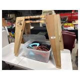 (2) Sawhorse, Oreck Vacuum & Blower.