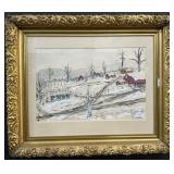 Signed & Ornately Framed Watercolor Painting.