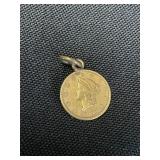90% Gold Liberty 1853 $1 Liberty Head Pendant.