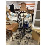 Wrought Iron Chandelier & Floor Lamp.