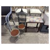 Wrought Iron Heart Chairs, Knick Knack Shelf,
