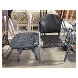 Resin Wicker Patio Chairs, Cast Steel Side Table.