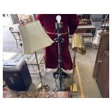 (2) Brass Floor Lamps, Wrought Iron Floor Lamp.