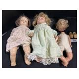 3 Vintage Composition Baby Dolls.