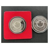 Pair Of .999 Fine Silver 1 Troy Oz Rounds.