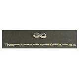 14 KT Gold Bracelet & Earring Set.