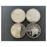 4 .999 Fine Silver 1 Troy Oz Rounds.