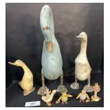 Hand Made Wooden Goose Figurines, Chick Figures.