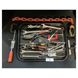 Tools, Wrenches, Clamps, Chalkline, Screwdrivers.