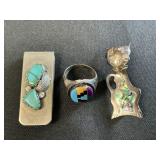 Sterling Silver Native American Ring & Pin, Money