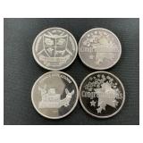 4 .999 Fine Silver 1 Troy Oz Rounds.