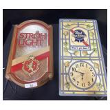 2 Beer Stroh & Pabst Advertising Clocks/Lights.