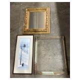 Wall Mirror, Amish Folk Print, Art Frame.