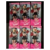6 NOS 25th Anniversary Disney World Barbie Dolls.