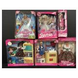 6 NOS 1990s Barbies & Play Sets.