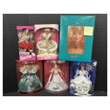 5 1990s NOS Barbie Dolls.