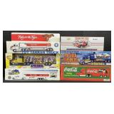 5 NOS Toy Semi Trucks, NOS Mobil Tow Truck.