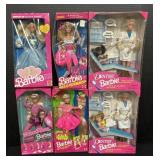 6 NOS 1990s Barbie Dolls.