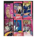 6 NOS 1980s-1990s Barbie & Ken Dolls.