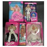 5 NOS 1990s Barbie Dolls.