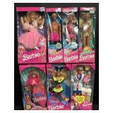 7 NOS 1990s Barbie Dolls.