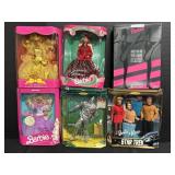 6 NOS 1990s Barbies.