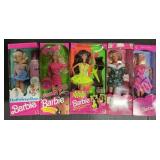 5 NOS 1990s Barbie Dolls.