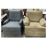 Pair Of Upholstered Arm Chairs.