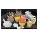 Hen On Nests, Apple Jars. Cat Pitchers.