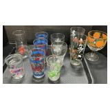 Character Glasses, Pepsi, Coke & 7Up Glasses.