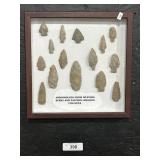 Framed Shadow Box Of Local Stone Arrow Heads.