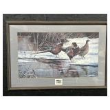 Framed Winter Trio Pheasant John Pritko Art Print.