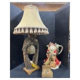 Eagle Liberty Bell Lamp & Santa Figure.