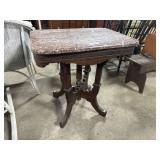 Eastlake Style Red Marble Top Parlor Table.