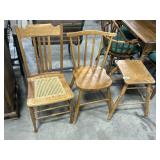 3 Vintage Chairs (1 w/ Cane Seat).