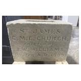 Historic Cornerstone for St. James C.M.E. Church.